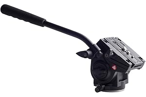 Kingjoy VT-3510 Professional Flat Base Fluid Video Head with Quick Release Plate 1/4-Inch and 3/8-Inch Screws