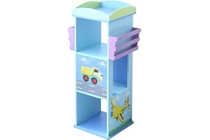 WODENY Kids Bookshelf Rotatable Children's Bookcase Wooden Book Storage Cabinet for Child Book Display Rack | Kids Bookshelves Organiser Portable for Bedroom, Study, Kindergarden (Blue)