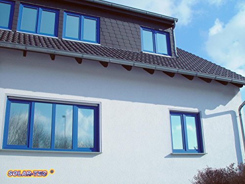 Original SOLAR-TEC® Universal Sonnenschutz Spiegelfolie 99% UV-Schutz 78% reduzierte Helligkeit hochglanzverspiegelt kratzfest selbstklebend 76cm x 220cm für Außen- und Innenmontage mit Zubehör - 6
