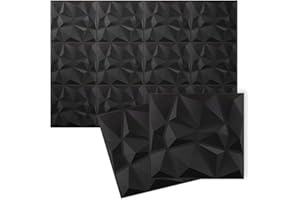 Acepunch New 12 Pezzi of Nero 30CM X 30CM Diamond Design Textured PVC Impermeabile Antigraffio Ritardante di Fiamma 3D Wall Panels for Home Office or Studio Interior Decor AP1216