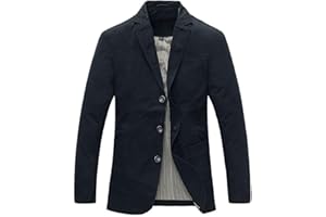ALLTHEMEN Chaqueta Casual para Hombre Chaqueta Slim fit de Manga Larga Algodón Lavado Trajes Casuales de 3 Botones Blazer Chaquetas