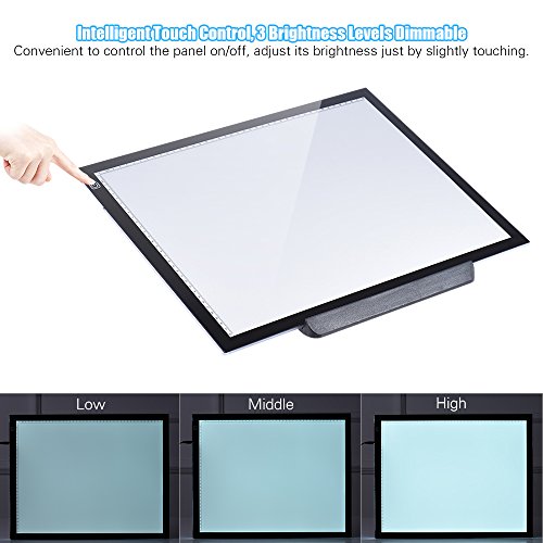 Aibecy Mesa de Luz A3 Dibujo Portátil LED Tableta para Calcar de Art Display Tablero del panel de copia Cable Pad con cable USB- 21.4 Pulgadas Brillo Ajustable en 3 Niveles con Base Multifuncional