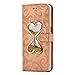 Produktbild Samsung S7 Edge Hülle, SpiritSun Ledertasche Schutzhülle für Samsung Galaxy S7 Edge Liebe Herz Muster Bling Glitter Liquid Flüssig Schwimmend Design Folio PU Leder Tasche Case Cover Bookstyle mit Standfunktion und Kredit Kartenfächer - Golden