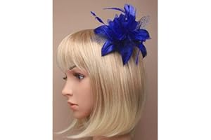 Arranview Jewellery Royal blue fascinator with satin flower, petals and feathers on hair comb