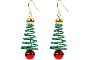 IMINI Boucles d'oreilles pendantes en forme de sapin de Noël pour femmes et filles - Breloques mignonnes - Boule rouge - Couronne verte Crochet pendant Hypoallergénique Cadeau pour un ami ou une famille