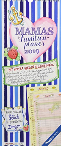 Mamas Familienplaner 2019 - Familientermine / Familientimer (21 x 45) - mit Ferienterminen - 5 Spalten - Wandplaner
