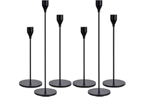 Amzeeniu Candelabro Negro Juego de 3 Candelabro Decorativos de Velas,23/28/33 cm para de 2.2 cm Velas Cónicas Sola Cabeza Portavelas Agujero Candelabros Retro Boda Decoración Navidad ​Soportes deVelas