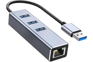 KSYWYDU Adaptador USB a Ethernet 4 en 1 con Hub, Hub USB Ethernet y 1 Puerto RJ45 Gigabit 1000Mbps, Transmisión 5Gbps, Plug & Play, Compatible con MacBook, iMac, Surface, Chromebook, Windows, Linux y Tablets