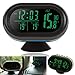 Produktbild relangce Auto Uhr Thermometer Voltmeter Multifunktion, KFZ Spannungs Anzeige, Temperatur Messgerät, Zigarettenanzünder Batterie Tester, LED Digital Leuchtende Uhr, Hintergrundbeleuchtung 12V (grün)