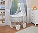 WALDIN Baby wicker cradle, Moses basket, 9 colours available,white/white
