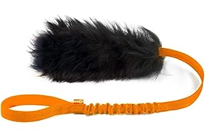 HOWGO Dog Rope Toy,Dog Bungee Chaser 100% Sheepskin,Sheep Smell Tug Toy for All Breeds (Orange, Long without Ball)