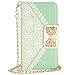 Uming® Gold Bow Lady Series PU Case [* for Sony Xperia Z3 *] with Bling Shiny Glitter Glanze Elegant White Lace Pattern Flip Holster with Stand Stander Holder Hand Free Credit Card Slot Wallet Hasp Magnet Magnetic Button Buckle Shell Protective Mobile Cell Phone Case Cover Bag - Green