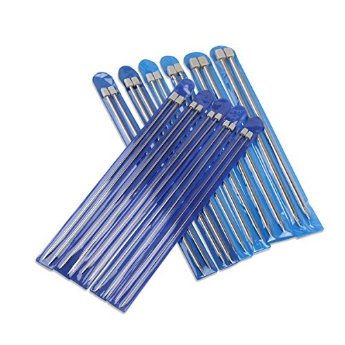 PIXNOR 11 Paare Stricknadeln Rostfreier Stahl Stricknadel Stricknadeln Metall mit unterschiedlicher Größe von 2,0 mm /2.5mm /3.0mm /3.5mm /4.0mm /4.5mm /5.0mm /5.5mm /6.0mm /7.0mm /8.0mm - 2