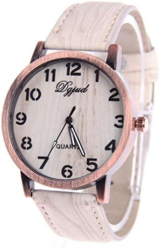 GreatestPAK, 2018 Wood Grain Belt Fashion Wrist Watches, Ladies's Round Quartz Watch (D)
