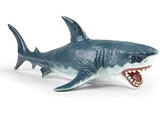 RECUR Great White Shark Figure Toy 10.2inch Realistic Megalodon Ocean Animal Shark Toys for 3-12 Years Old Boy Kids, Hand Pai