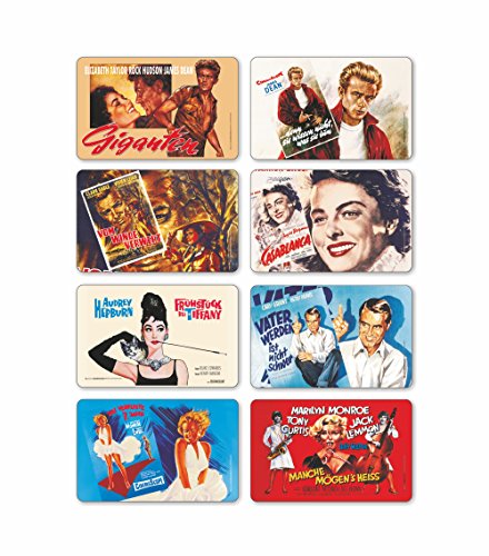 8er Set Frühstücksbrettchen Schneidbrettchen Vintage Retro für Filmliebhaber. Made in Germany.