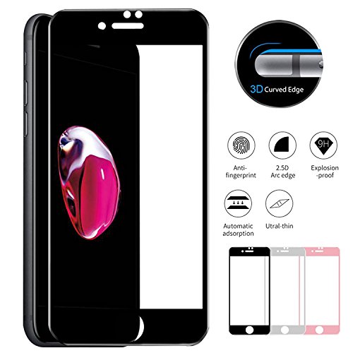 iPhone 7/8 Screen Protector, [3D GLASS] DN-TECHNOLOGYÂ® Edge-to-Edge iPhone 7 Tempered Glass. iPhone 8 Tempered Glass [Compatible With Any iPhone 7/8 Case] ULTRA CLEAR 9H Hardness Tempered GLASS Screen Protector For iPhone 7/8 (BLACK)