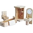 Lakshya India Wooden Bathroom Toy Set for Kids - 5 Piece Dollhouse Furniture Set Suitable for Playing Kids Age 5-10 Years (Color-Brown)