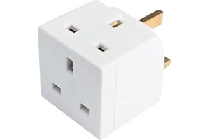 BAANI 2 Way Double Plug Adaptor - Multi Plugs Extension Sockets Adapter - UK 3 Pin Socket Extensions 250V 13 Amp - Power Extender Multiplug Block for Kitchen, Office, PC, TV, Indoor Lighting