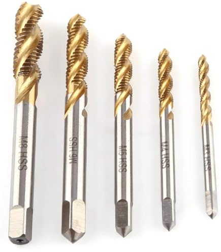 BAER Set Maschiatrici HSSG M3-M12 – Filettatura Per Foro Cieco, 6 Pezzi In Acciaio HSS Con Punte Per Fori Centrali E Astuccio