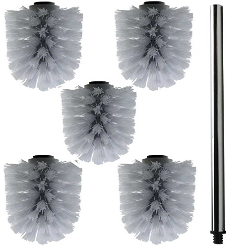 5x Ersatz Bürstenkopf weiß + Griff 41 cm / Austausch Toilettenbürste / Klobürste