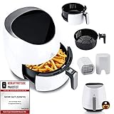 ✔️ LEISTUNGSSTARK: 2000 Watt Heißluftfritteuse für schnelle Wärmeerzeugung, kurze Garzeiten, Verarbeitung größerer Mengen. Powerairfryer - Perfekte Pommes Frites & Apfelchips ganz ohne Öl.
