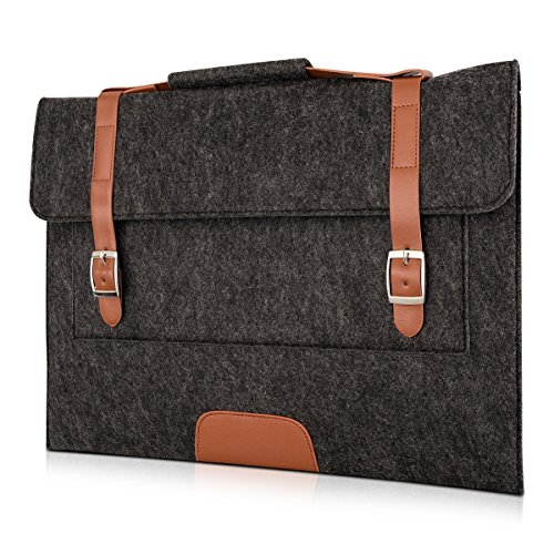 kwmobile Laptop Filz Schutzhülle für 15″ 15,6″ Laptop / Ultrabook – Notebook Tasche Schutzhülle Laptop Case Hülle mit Kunstleder in Dunkelgrau – z.B. geeignet für Apple, Samsung, Lenovo, Asus - 5