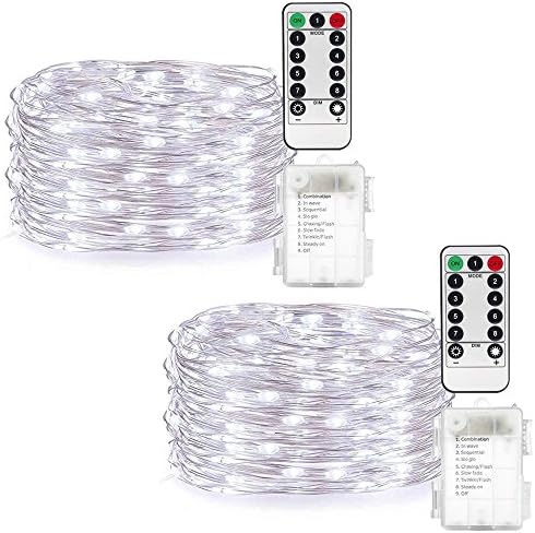 2 Pack Fairy String Lights Anmete Battery Operated Waterproof 8 Modes Twinkling 50 LED bottle Lights 16ft/5m Copper Wire Firefly Lights Remote Control for DIY Wedding Festive Christmas Birthday Party