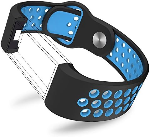 Fitbit Charge 2 Band,AOPETIO Silica gel Soft Silicone Fashion Replacement Sport Strap Bands for Fitbit Charge2 Smartwatch Fitness Wristband (Black blue, L (5.6-8.1inch))