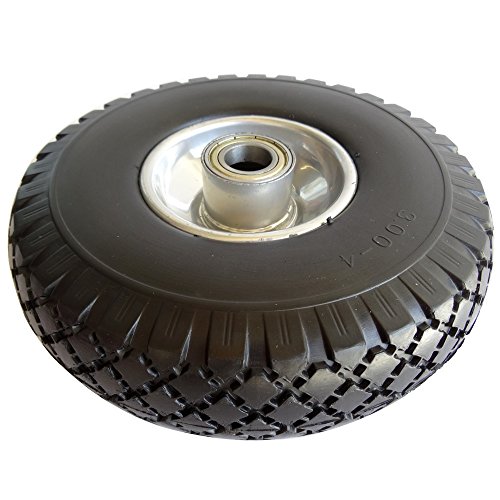 2 Vollgummi-Sackkarrenräder Schwarz , PU-Bollerwagenräder, 260 mm mit Lager 100% pannensicher von Rainer Kremer Profi-Werkzeuge - 3