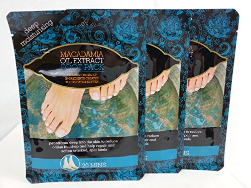Multi Pack Offer 3 X Macadamia Oil Extract Deep Moisturising Foot Pack Socks Treatment Deep Moisturising