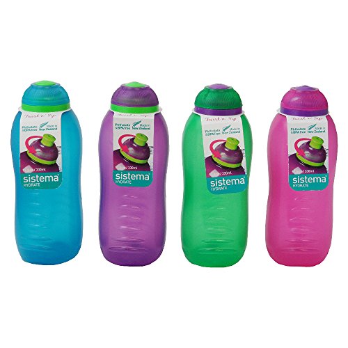 Sistema Trinkflasche, 330 ml, 4 Flaschen, Blau, Lindgrün, Rosa, Lila