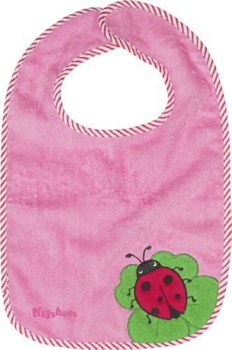 Playshoes 507483 Großes Klett-Lätzchen aus Webfrottier, Motiv Marienkäfer, Maße, circa 32 x 28 cm