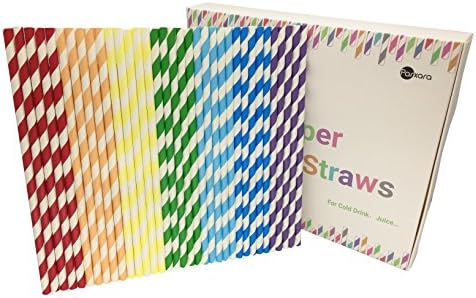 Straws Paper 175Pcs with Recycable Packaging Drinking Straws Decorations for Party Birthday Wedding Baby Shower Valentine in 7 Multi-Color Rainbow