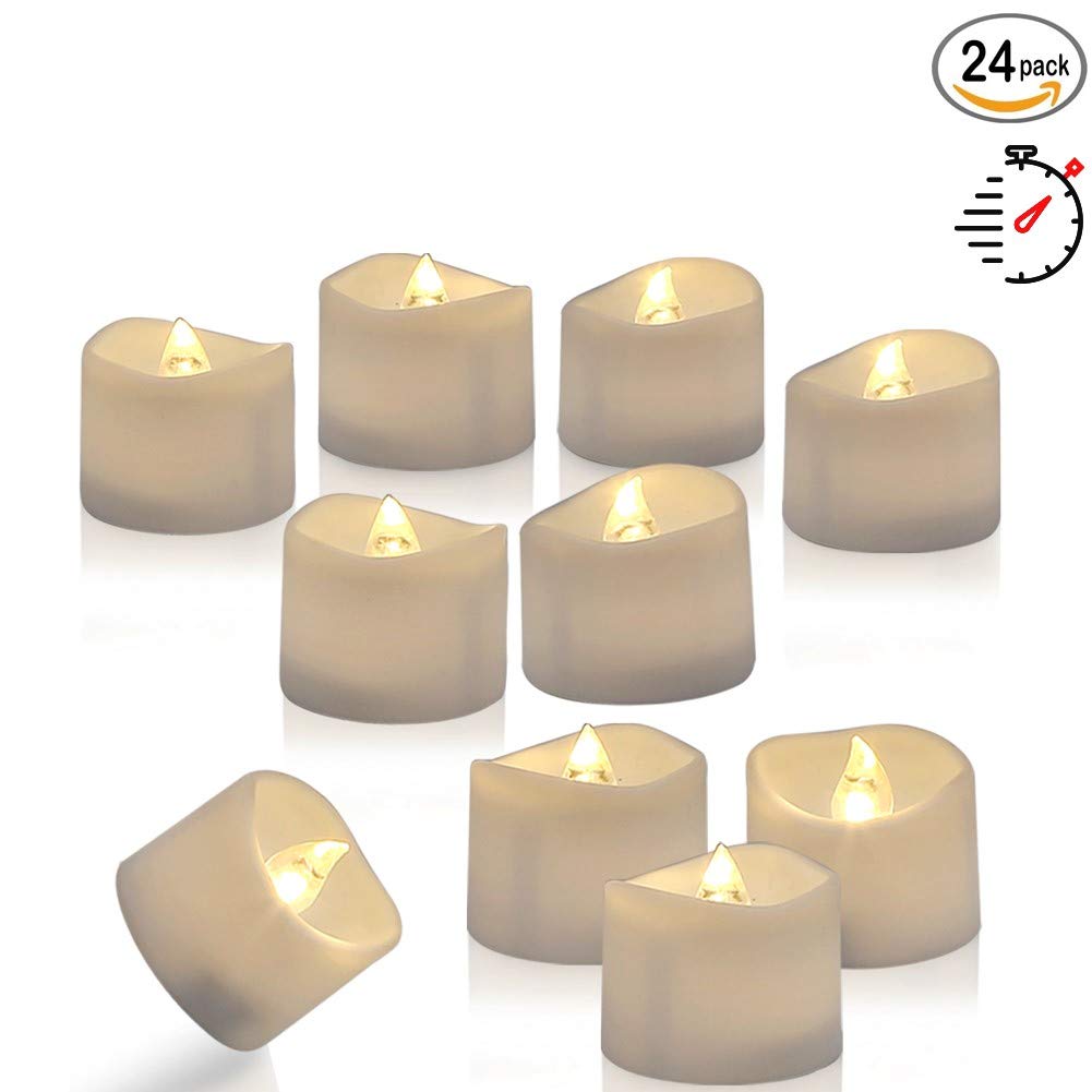 Homemory 24 Pack LED Timer Tealights Flameless Flickering Tea Lights