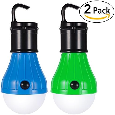Hompie Camping Lantern with Battery Powered, Portable LED Tent Light Bulb Emergency Light with Three Switch Modes and Waterproof for Backpacking, Hiking, Fishing, Camping,for Mother's Day - 2 PACK