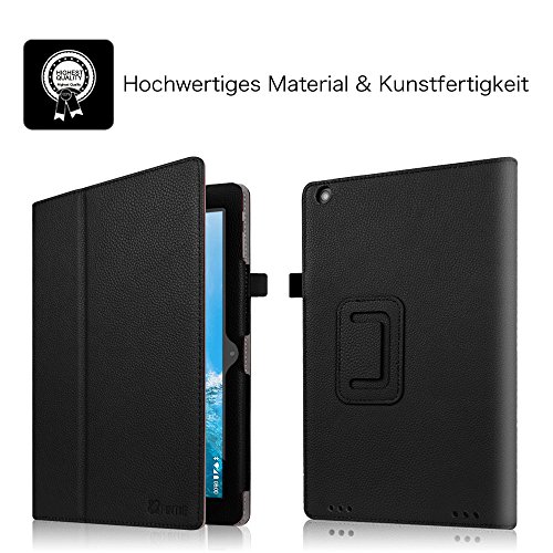 Fintie Odys Rapid 10 LTE Hülle Case – Slim Fit Folio Premium Kunstleder Schutzhülle Tasche Etui Smart Cover mit Ständerfunktion für Odys Rapid 10 LTE 25,7 cm (10,1 Zoll) Tablet-PC, Schwarz - 2