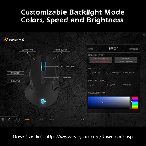 EasySMX Gaming RGB Mouse  GM-787 Rat  n para Gaming con   ptico 5000DPI  Iluminaci  n RGB  y 5 Botones Programables para Juegos Oficina  Negro 