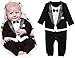 Lena-Gaga(TM) Aunt Baby Funny Clothes Outfits M9bb1v1 - Newborn Tiny Babes Evening Dress Style Open Crotch Long Sleeves Romper Onesie Jumpsuit, Black Tie, Infants Size For Boys Toddler 6-12 Months