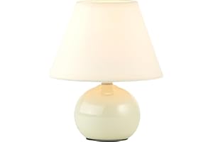 BRILLIANT Primo Tischleuchte – stilvolle Tischlampe mit Stoffschirm – kleine Tischleuchte für Nachttisch, Schlafzimmer & Wohnzimmer – E14-Fassung und Schalter – beige