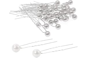 KINGMAS 50 Stück Perlen Haarnadeln, U-Form Braut Haarschmuck, Haarschmuck, Perlenhaarnadel für Party Prom Hochzeit