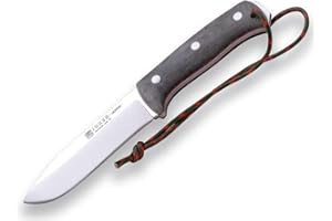 Joker Cuchillo de Supervivencia Nomad CV125, Mango micarta Canvas, Hoja de 12,7 cms, Funda Piel Negra, Incluye Paracord, Herramienta de Pesca, Caza, Camping y Senderismo