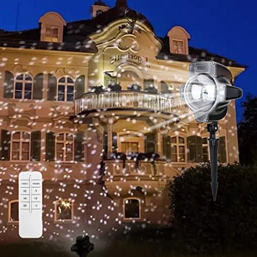 Glighone Snowfall Light Christmas LED Snow Falling Lights Waterproof Projectors Snowflake Flurries Rotating Spotlight Outdoor Indoor Landscape Lighting for Birthday Banquet Party Stage