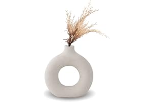 Kingbar Vase Pampa, Vase en Céramique Décoration De La Maison Minimaliste Déco Blanc Végétarien en Céramique Pot De Fleur Vase Decoratif, S