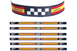 Don Filo Pack de 6 Pulseras de la Policial Local. De tela y hilo tricotado. miden 30 x 1,4 cms. anudables y ajustables.. Unisex