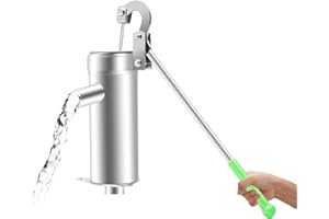 KUMUJ Schwengelpump Edelstahl 8M Wasserpumpe,Handschwengelpumpe Gartenpumpe Pumpe Handpumpe Brunnenwasserpumpe Gartenpumpe Tiefbrunnenwasserpumpe Für Gärten Parks Teiche,Silber