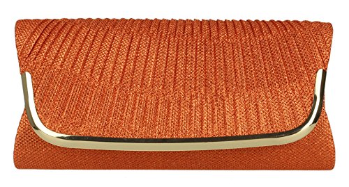 Girly HandBags Retro Glitter Clutch Bag -- Orange