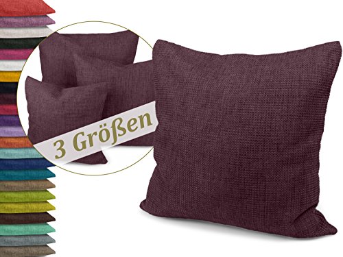 Kissenhüllen in Struktur-Optik - erhältlich in 23 modernen Farben und 3 verschiedenen Größen, 1 Kissenhülle 60 x 60 cm, bordeauxrot