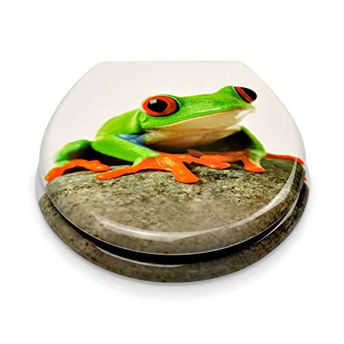 VENKON – Premium WC Sitz mit Absenkautomatik – Modell „Froschprinz“ – Toilettendeckel aus Duroplast (antibakteriell) inkl. Montagesatz (rostfreie Scharniere) - 3
