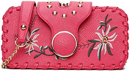 Great Strange Lady fashion chain single shoulder messenger bag National Style Embroidery Small Square Bag Shopping Work , rose red